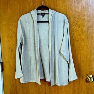 Eileen Fisher linen and cotton hooded lightweight jacket or beach coverup in EUC